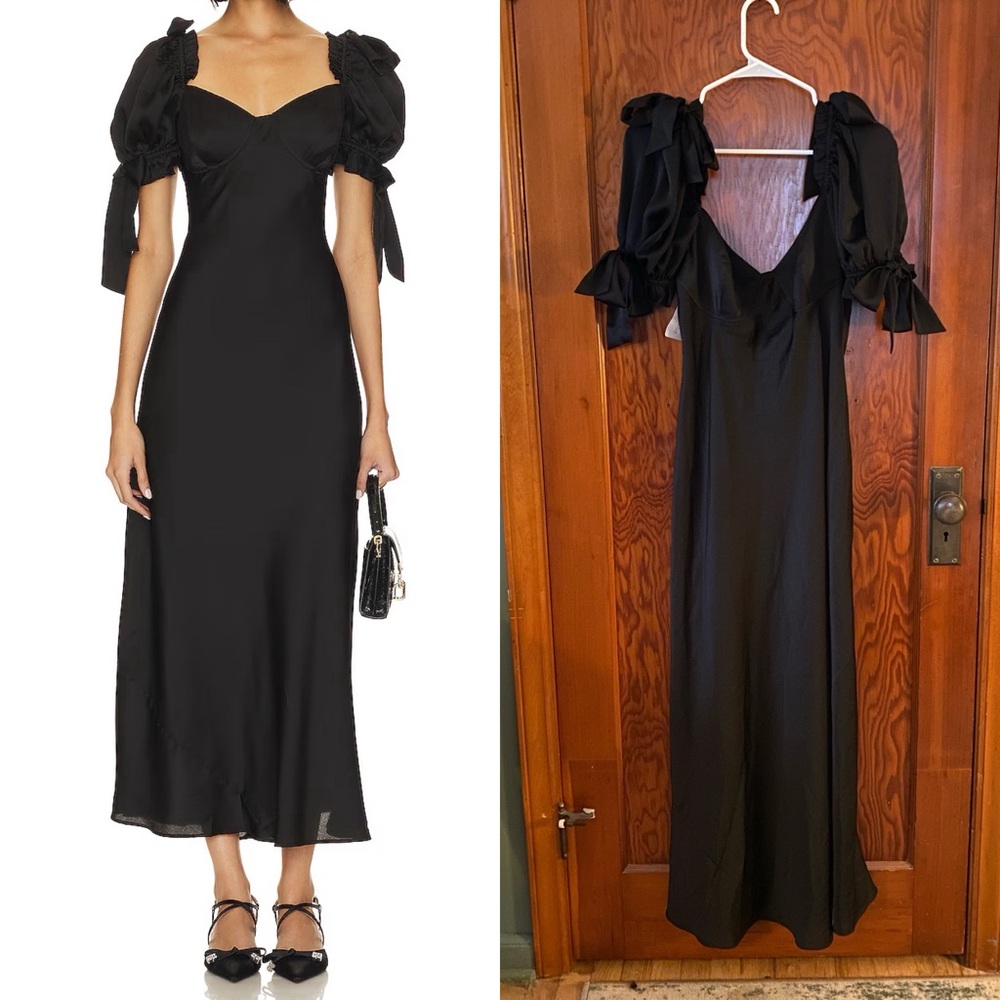 Selkie Black Poet Slip Dress